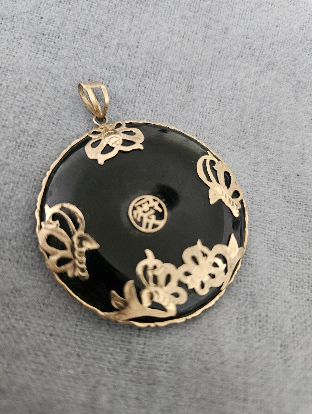 Vintage Chinese Love Pendant 14k Black